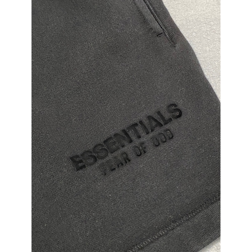 Fear of God Essentials Mens Sweat Shorts‎ Black Charcoal Grey Logo Size Large - Picture 8 of 11